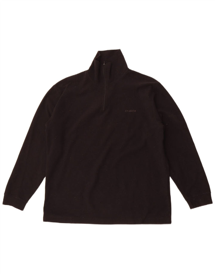 Pulover pentru bărbați Invicta, cu fermoar și gât, XL, poliester negru