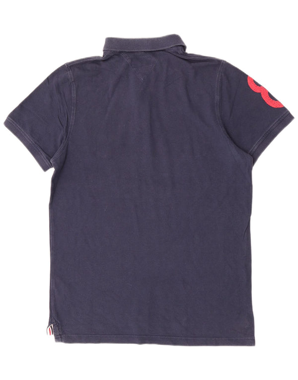 Cămașă polo cu grafică Tommy Hilfiger pentru bărbați XL, bumbac bleumarin