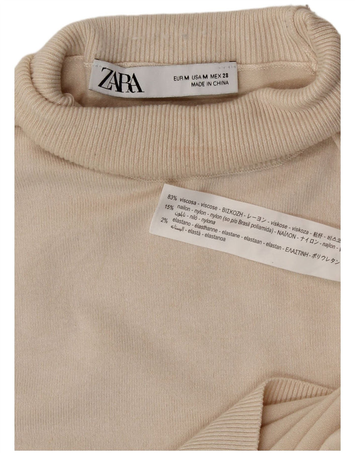 Pulover pentru femei Zara, cu gât rulat, din viscoză, alb, mediu, 12 UK