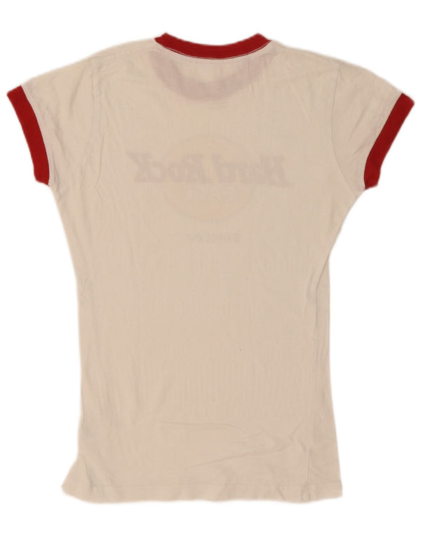 Hard Rock Cafe Womens Berlin Graphic T-Shirt Top UK 6 XS White Cotton