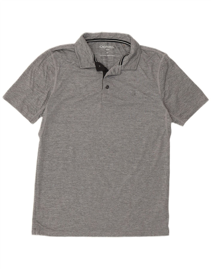 Cămașă polo de golf Calvin Klein pentru bărbați, poliester cu pături gri mic