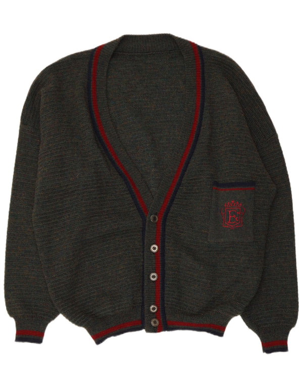 Pulover cardigan pentru bărbați VINTAGE IT 54/56 XL verde poliacrilic cu pată