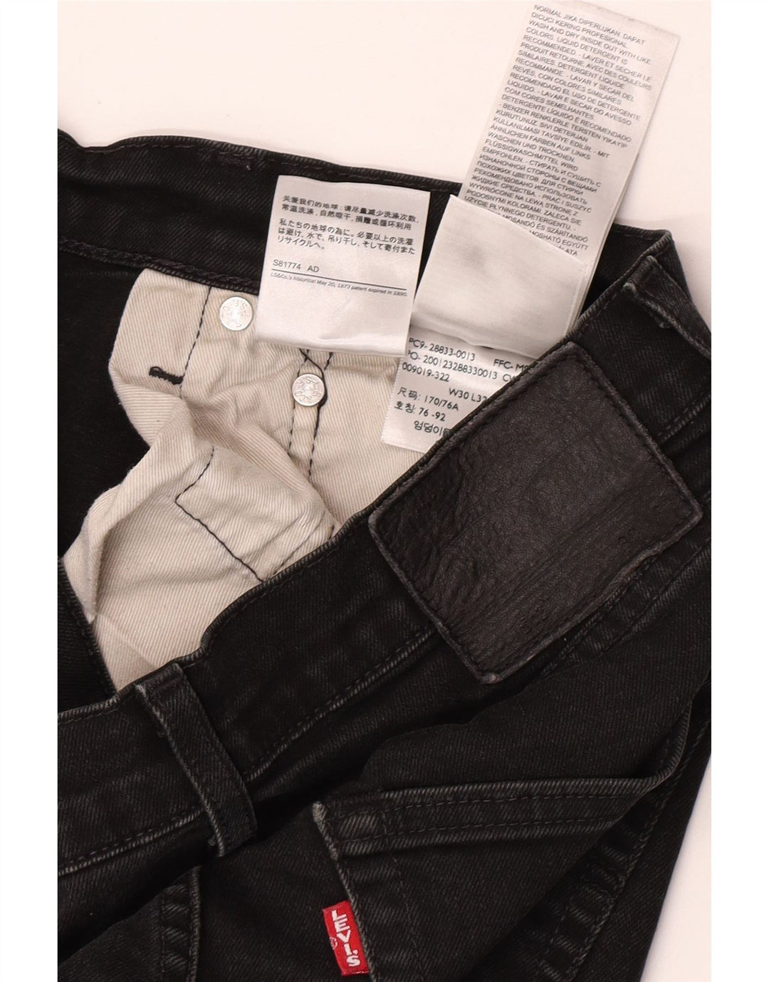 Blugi skinny pentru bărbați Levi's W30 L32 bumbac negru