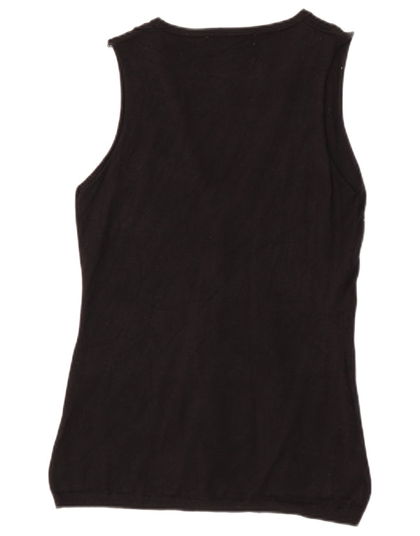Pulover cardigan fără mâneci Zara pentru femei UK 14 Medium Black Viscose