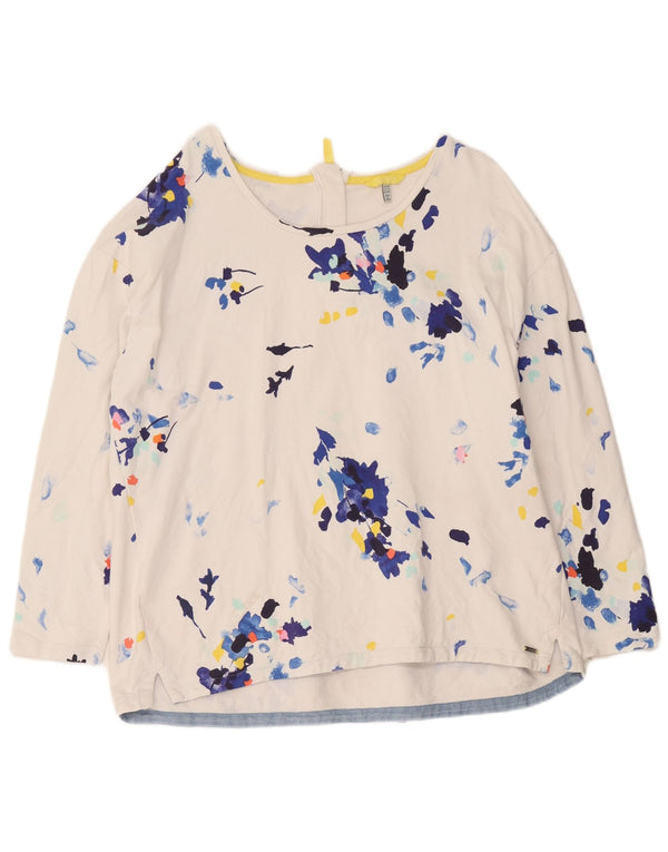 Joules Top pentru femei cu mânecă lungă UK 20 2XL Bumbac Floral Alb