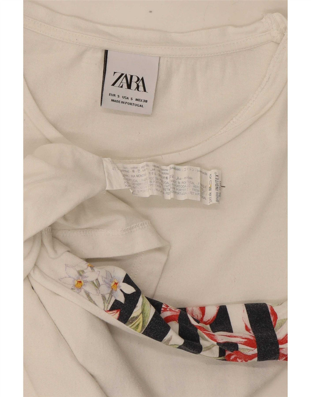 Tricou pentru bărbați Zara Top Mic Alb Floral Bumbac