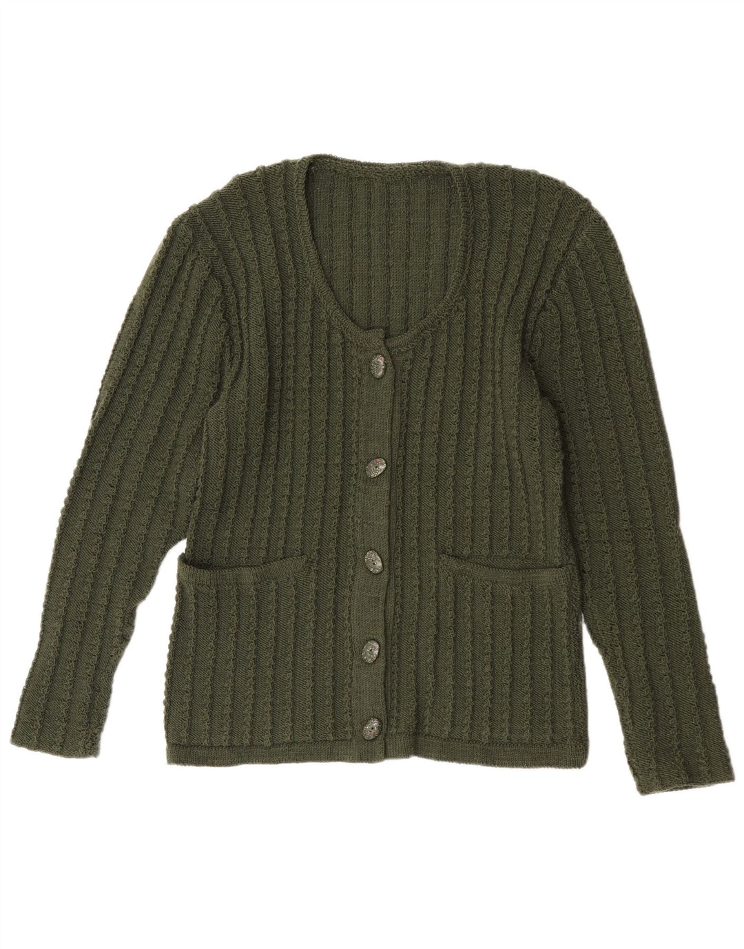 Pulover cardigan vintage pentru femei UK 14 verde mediu