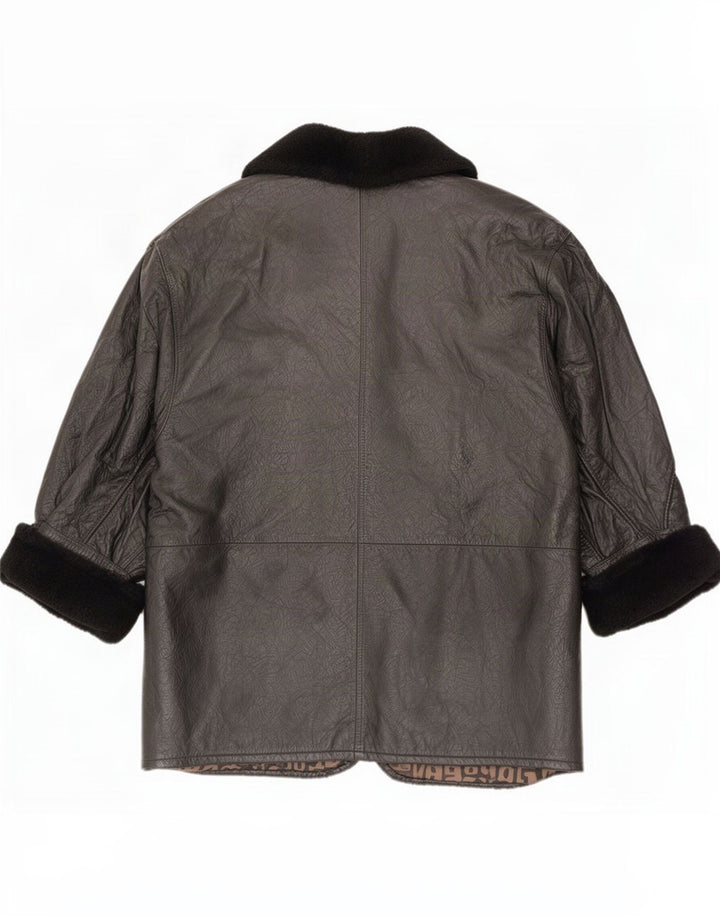 Jachetă de piele vintage pentru femei cu 2 nasturi IT 44 Medium Black
