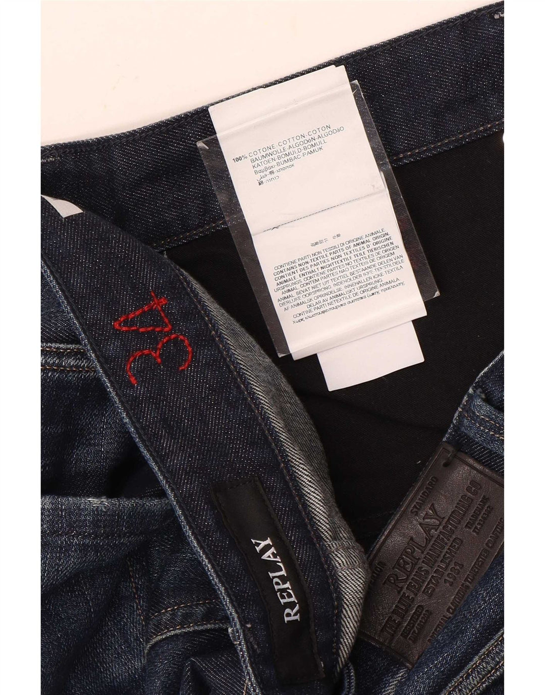 Replay Blugi Distressed Straight pentru bărbați W34 L31 Bumbac albastru