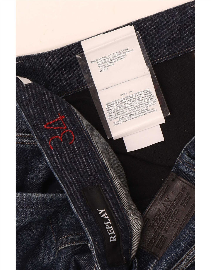 Replay Blugi Distressed Straight pentru bărbați W34 L31 Bumbac albastru