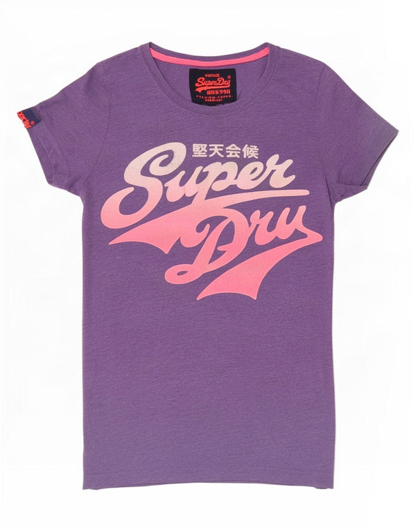 Tricou grafic Superdry pentru femei Top UK 6 XS Violet Poliester