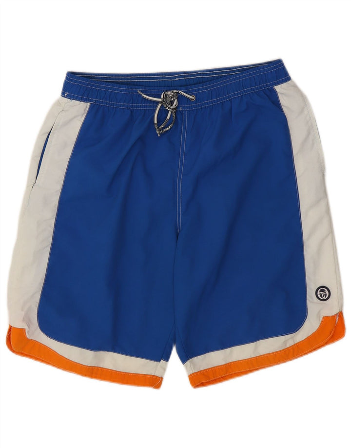 Sergio Tacchini Pantaloni scurți de înot pentru bărbați, albastru mediu, poliamidă color bloc
