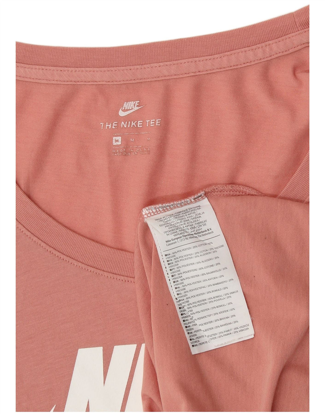 NIKE Womens Graphic T-Shirt Top UK 12 Medium Pink Cotton Vintage Nike and Second-Hand Nike from Messina Hembry 