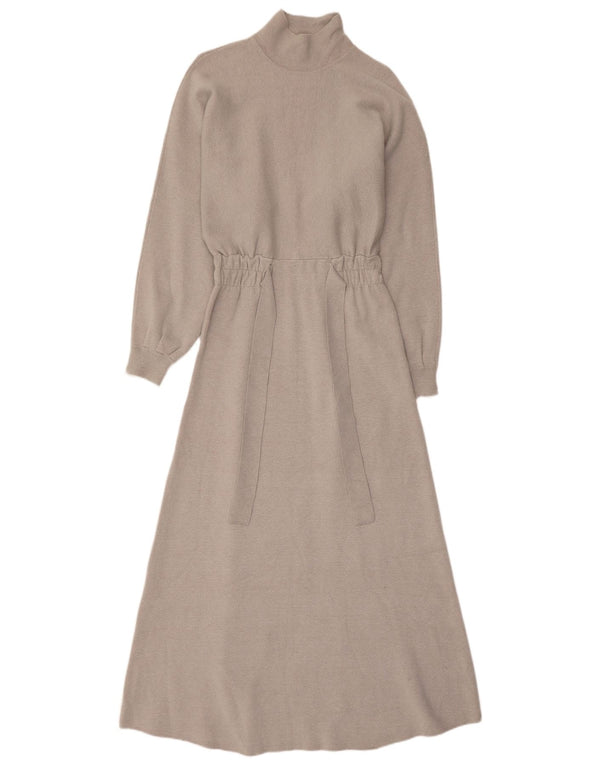 Rochie maxi cu mânecă lungă pentru femei Zara UK 12 Viscoză gri mediu