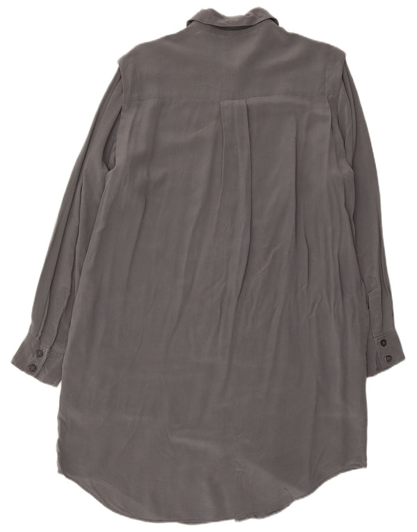 ALL SAINTS Rochie cămașă supradimensionată pentru femei UK 10 Small Grey Silk