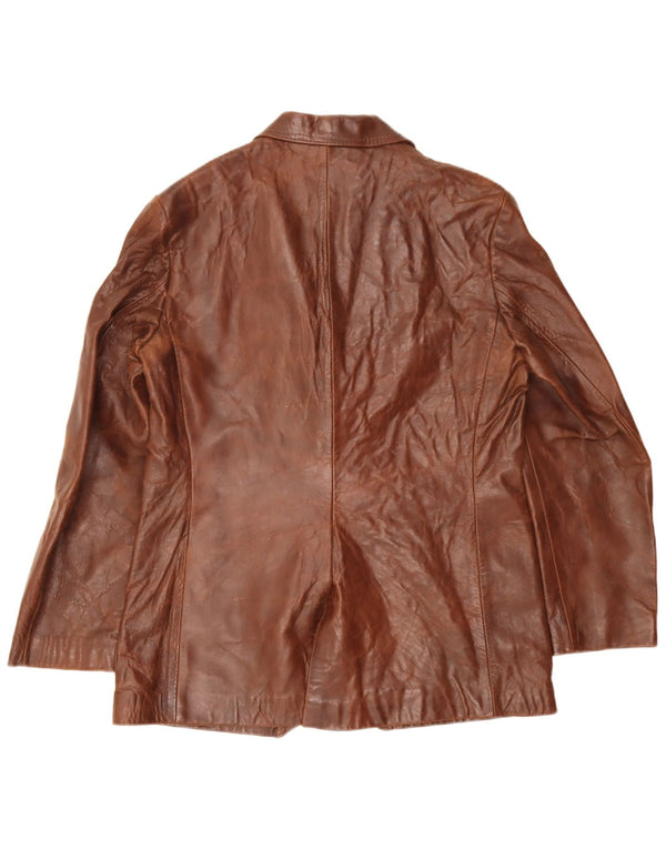 Jachetă vintage pentru bărbați din piele cu 2 nasturi IT 44 XS piele maro