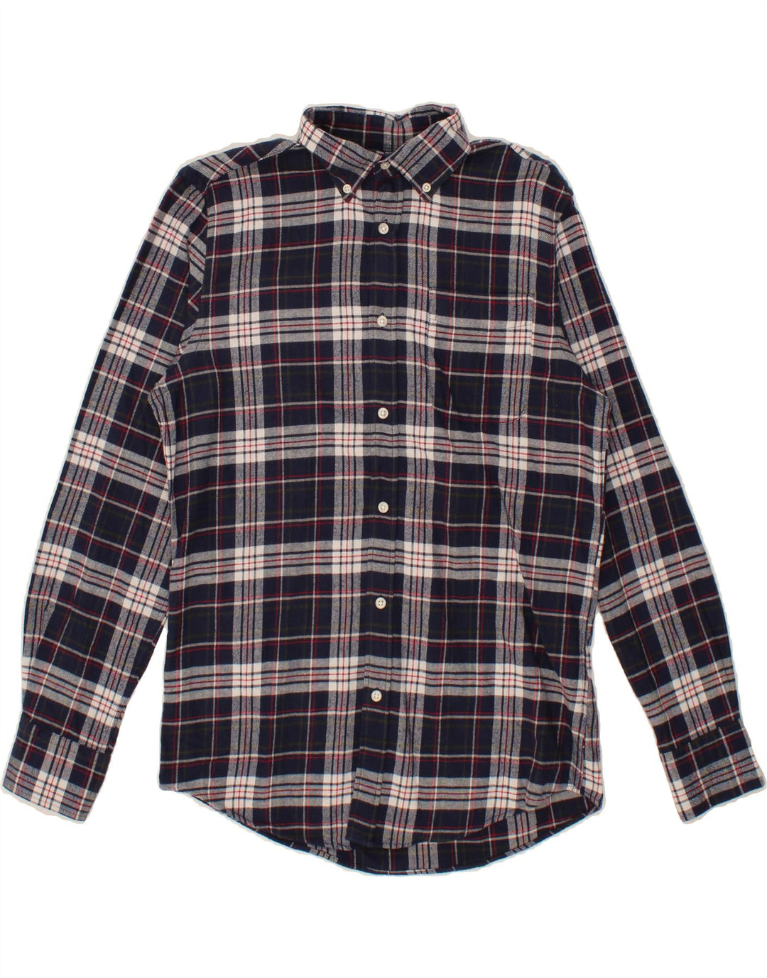 PIOMBO Mens Flannel Shirt Small Navy Blue Check Cotton Vintage Piombo and Second-Hand Piombo from Messina Hembry 