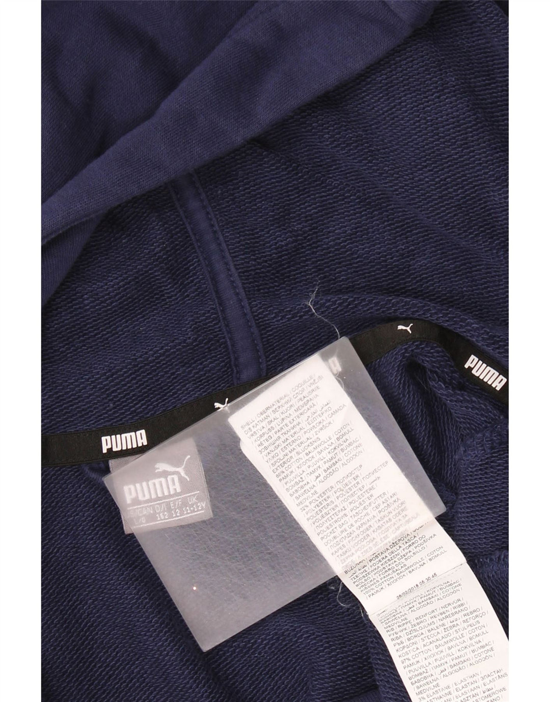 Pulover PUMA Graphic Zip Hoodie pentru băieți 11-12 ani, bumbac bleumarin