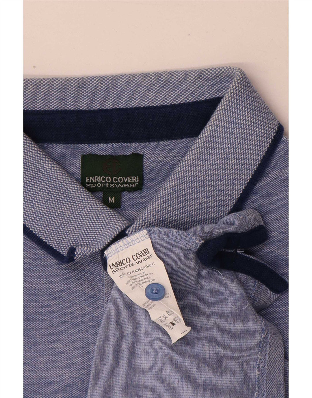 Tricou polo Enrico Coveri pentru bărbați, bumbac albastru mediu