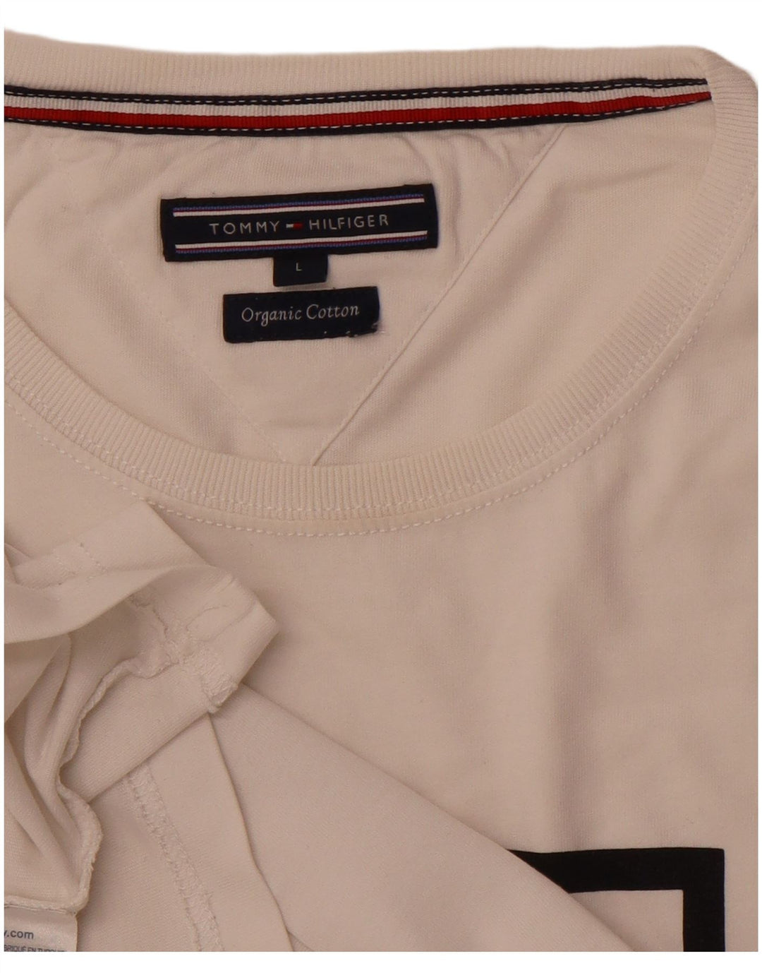 TOMMY HILFIGER Tricou grafic pentru bărbați Top mare din bumbac alb