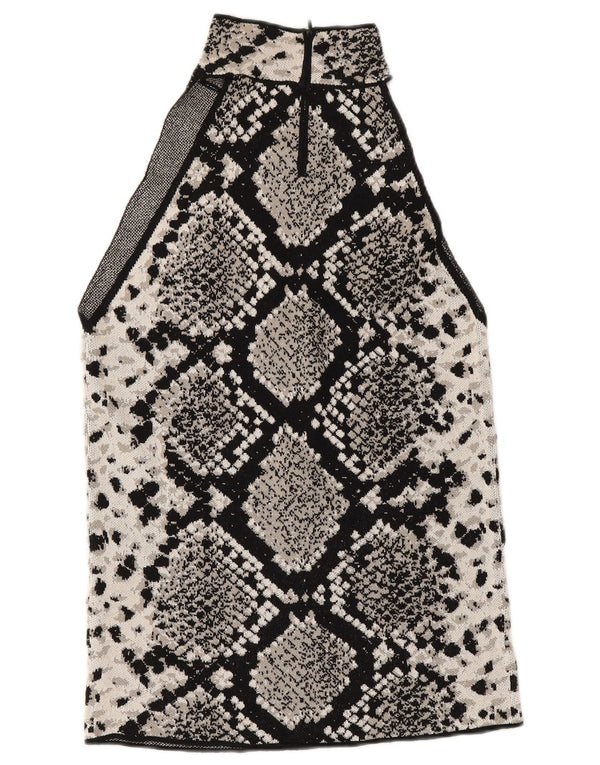 Top Halter pentru femei Zara UK 8 Small Black Animal Print Viscoza