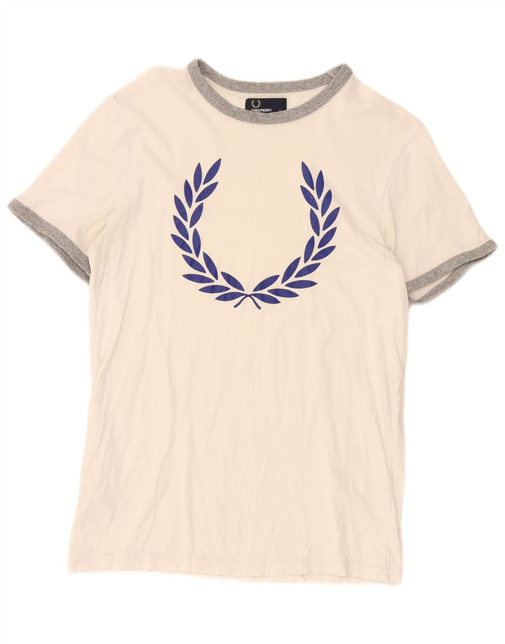 Tricou grafic Fred Perry pentru bărbați Top mic, alb, bumbac