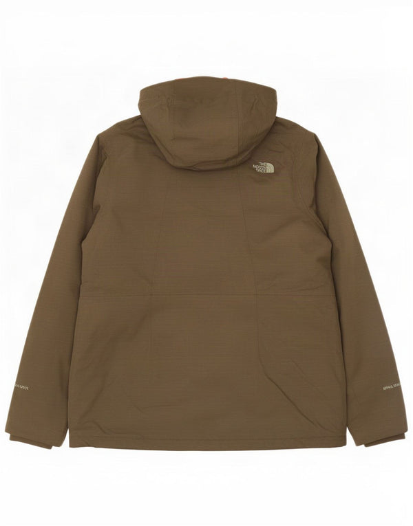 The North Face Womens Hooded Jacket UK 16 Large Khaki Nylon