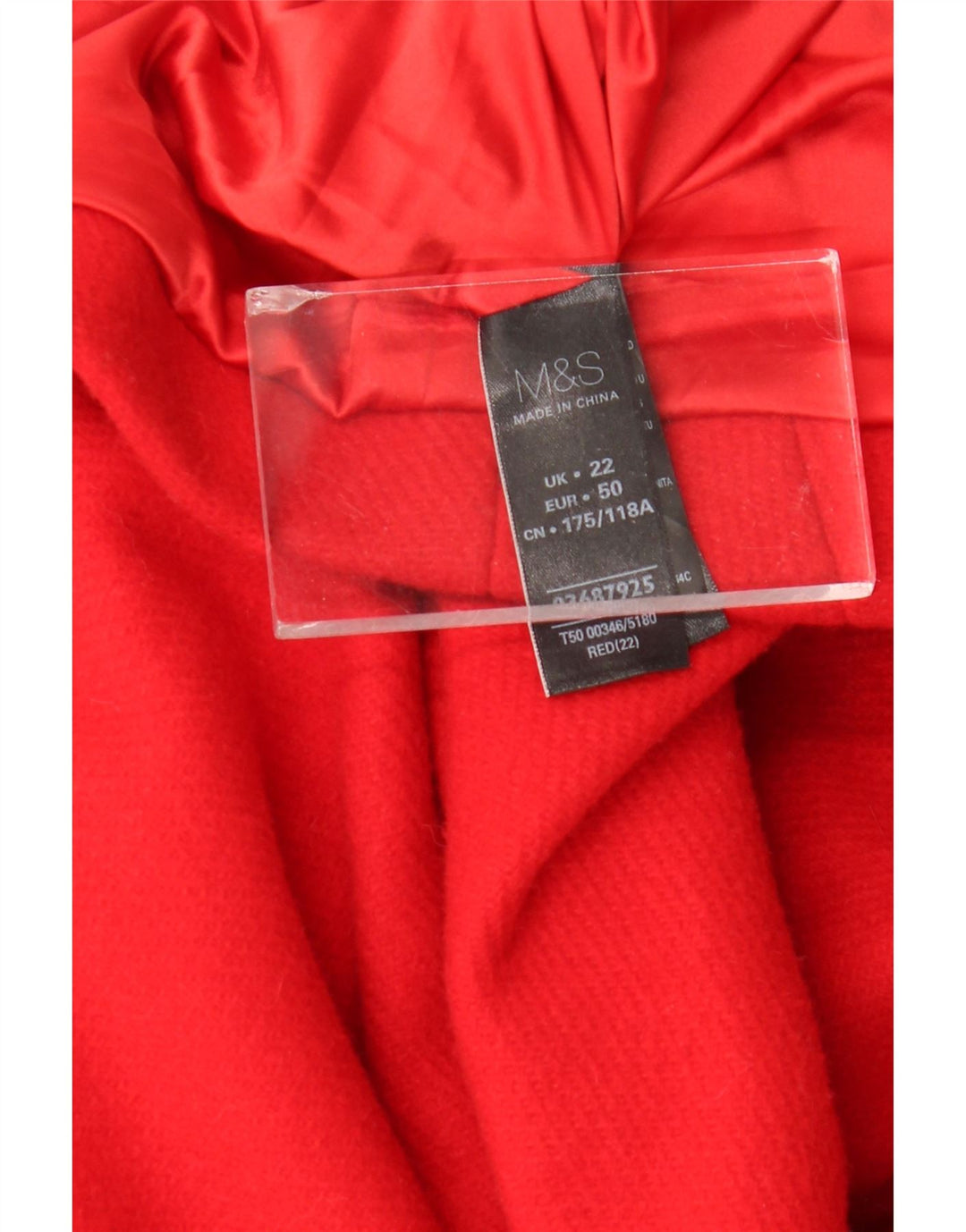 Pardesiu militar pentru femei Marks & Spencer UK 22 3XL Lână roșie Clasică