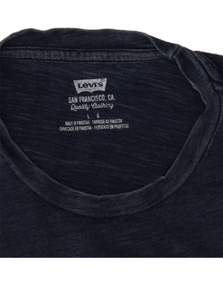 LEVI'S Mens Graphic T-Shirt Top Large Navy Blue Cotton Vintage Levi's and Second-Hand Levi's from Messina Hembry 