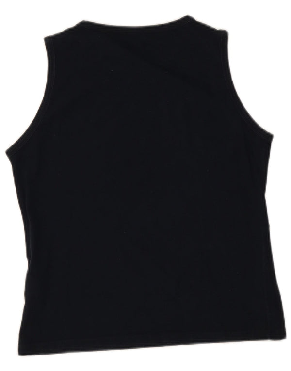 Fred Perry pentru femei Crop Vest Top UK 12 Medium Black Bumbac