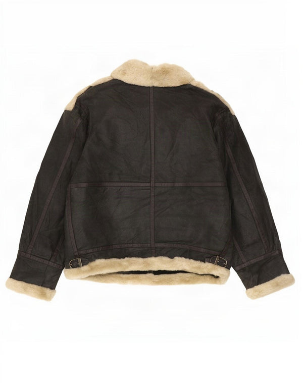 Jachetă din shearling pentru bărbați din Quebec UK 42 XL din piele neagră