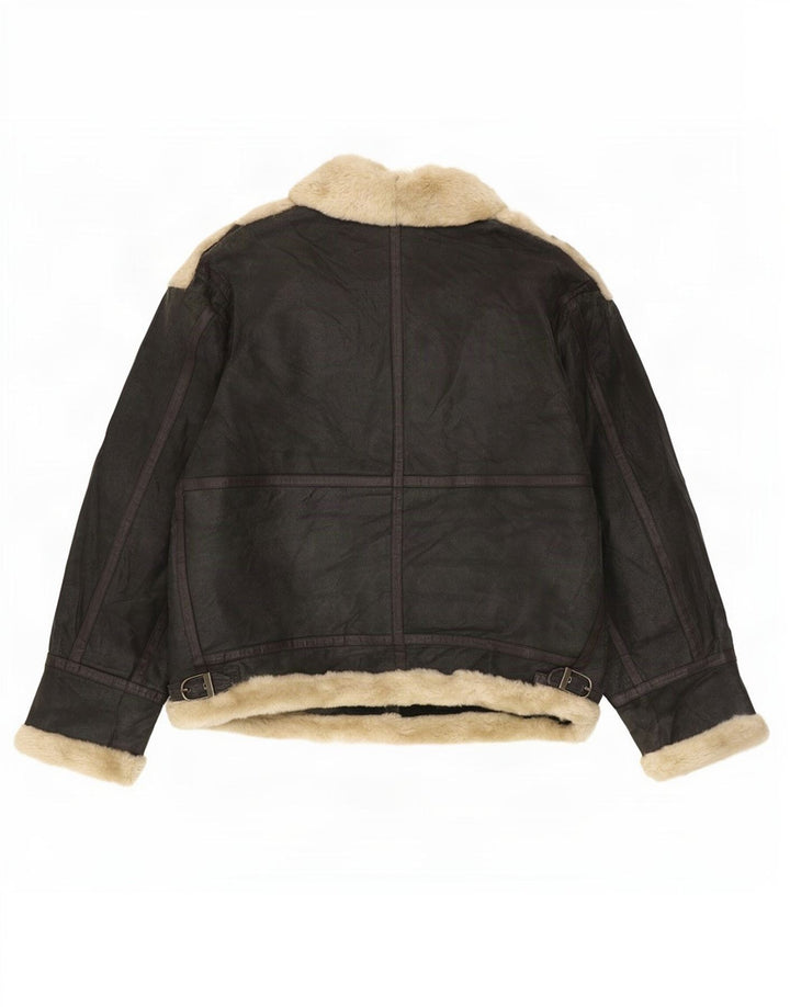 Jachetă din shearling pentru bărbați din Quebec UK 42 XL din piele neagră