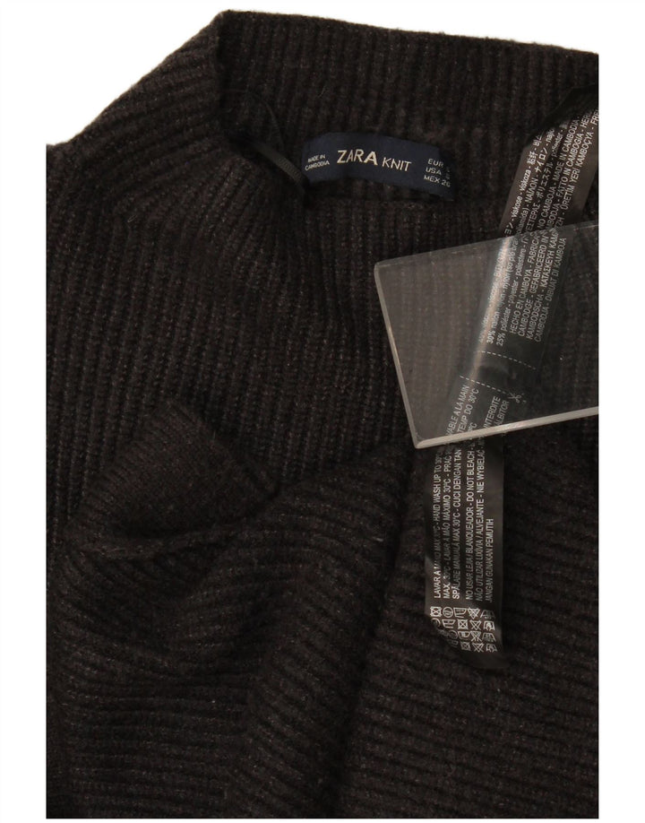 Pulover oversize pentru femei cu gât țestoasă Zara UK 10 mic, gri, viscoză