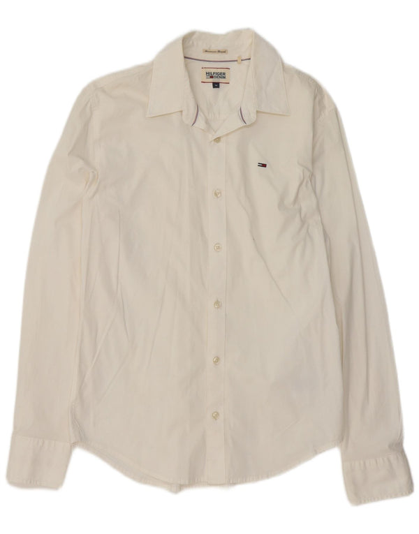 Tommy Hilfiger Mens Shirt Medium Off White Cotton