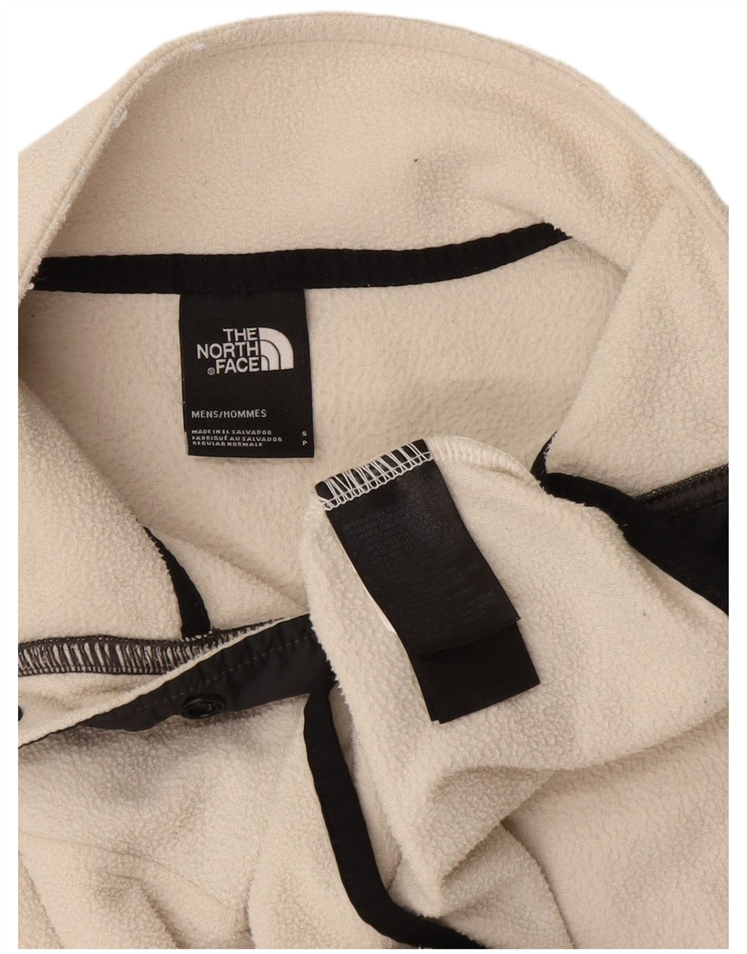 Pulover The North Face pentru bărbați, cu gât cu nasturi, din lână, poliester alb mic