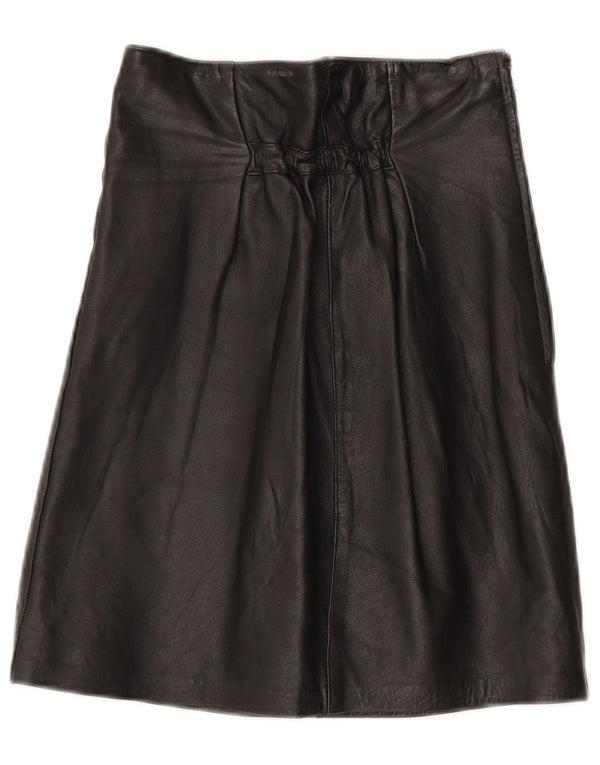 Fusta din piele vintage pentru femei cu talie înaltă IT 44 Medium W25 piele neagră