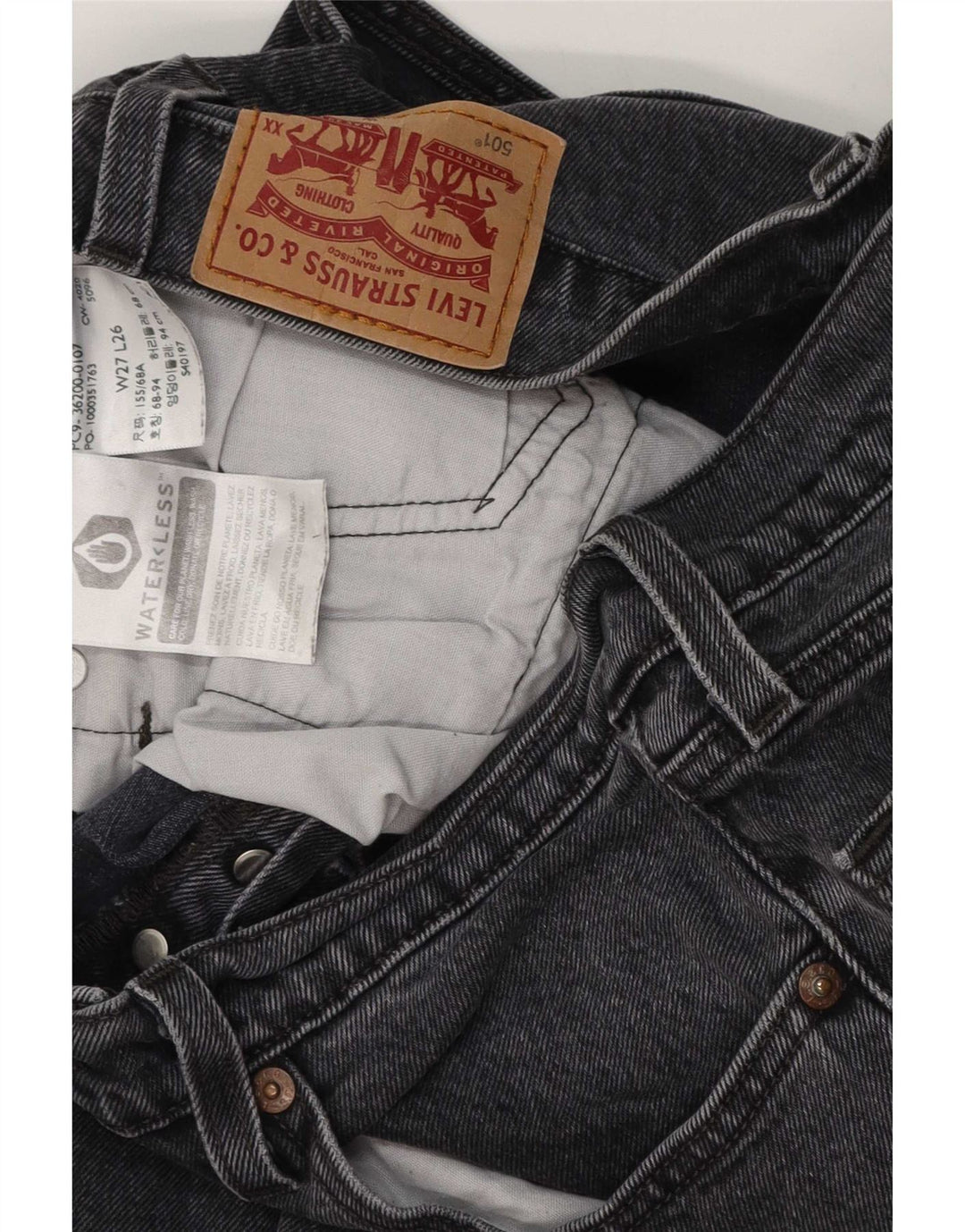 Blugi drepti 501 Crop Levi's pentru femei L27 L26 bumbac gri