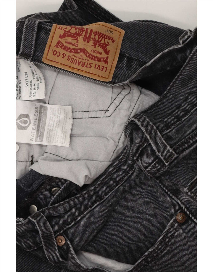 Blugi drepti 501 Crop Levi's pentru femei L27 L26 bumbac gri