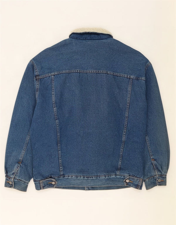 Vintage Mens Loose Fit Sherpa Denim Jacket UK 38 Medium Blue Cotton