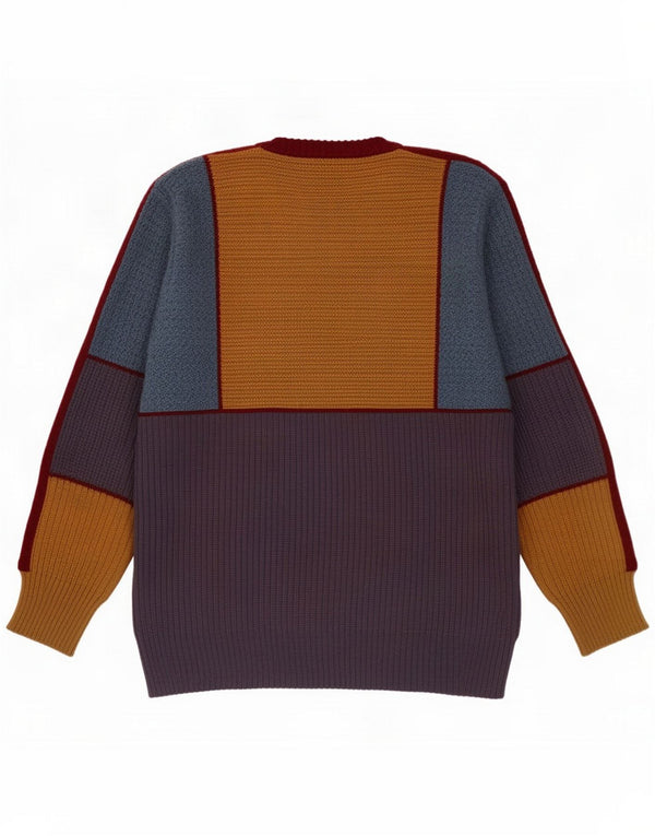 Vintage Pulover cu gât roșu pentru bărbați Medium Multicolor Colorblock