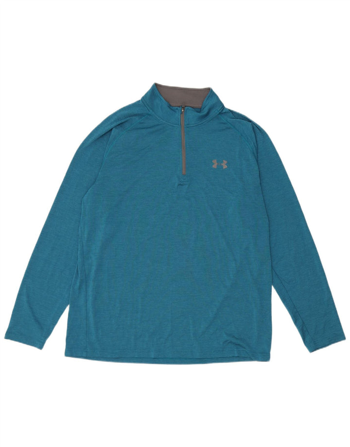 Pulover pentru bărbați Under Armour Heat Gear, cu fermoar, cu gât, mare, albastru