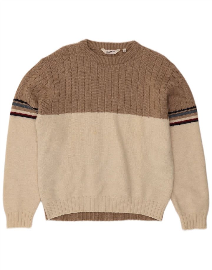 Pulover pentru bărbați Paul Smith, cu gât roșu, lână mare, bloc de culoare, bej