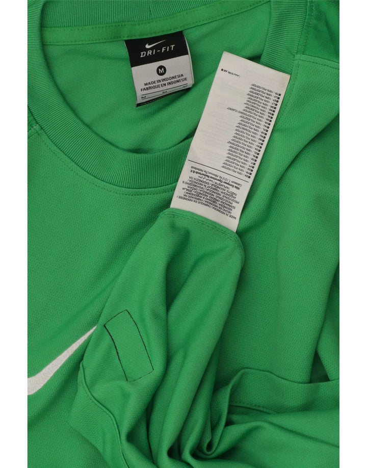 Nike pentru bărbați Dri Fit Top cu mânecă lungă, verde mediu, poliester color bloc