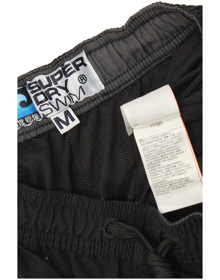 Pantaloni scurți de înot grafic Superdry pentru bărbați, poliester mediu negru