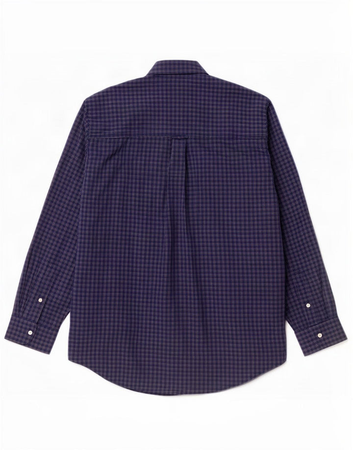 Cămașă pentru bărbați Chaps Easy Care XL din bumbac cu carouri bleumarin