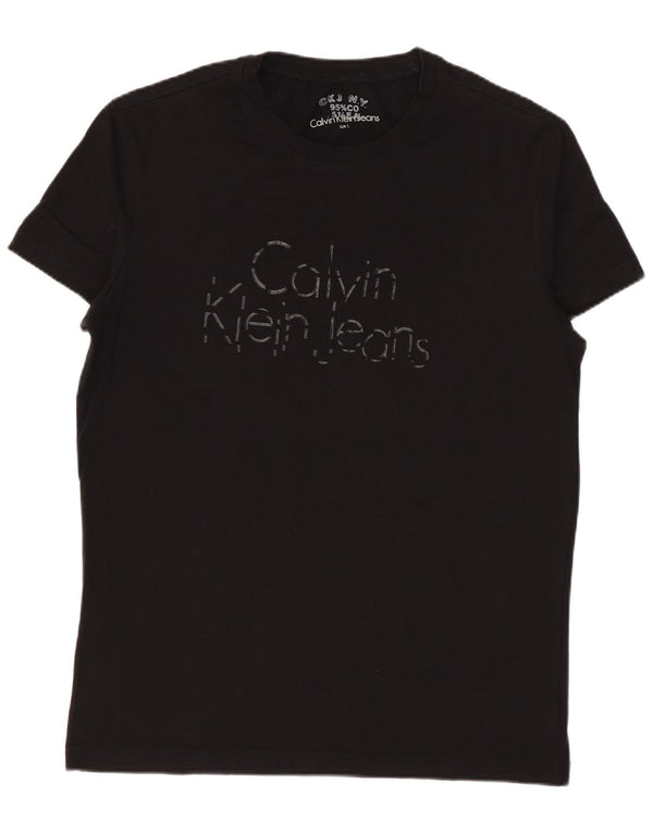 Calvin Klein Jeans Tricou cu grafic pentru femei Top UK 16 Large Black Bumbac
