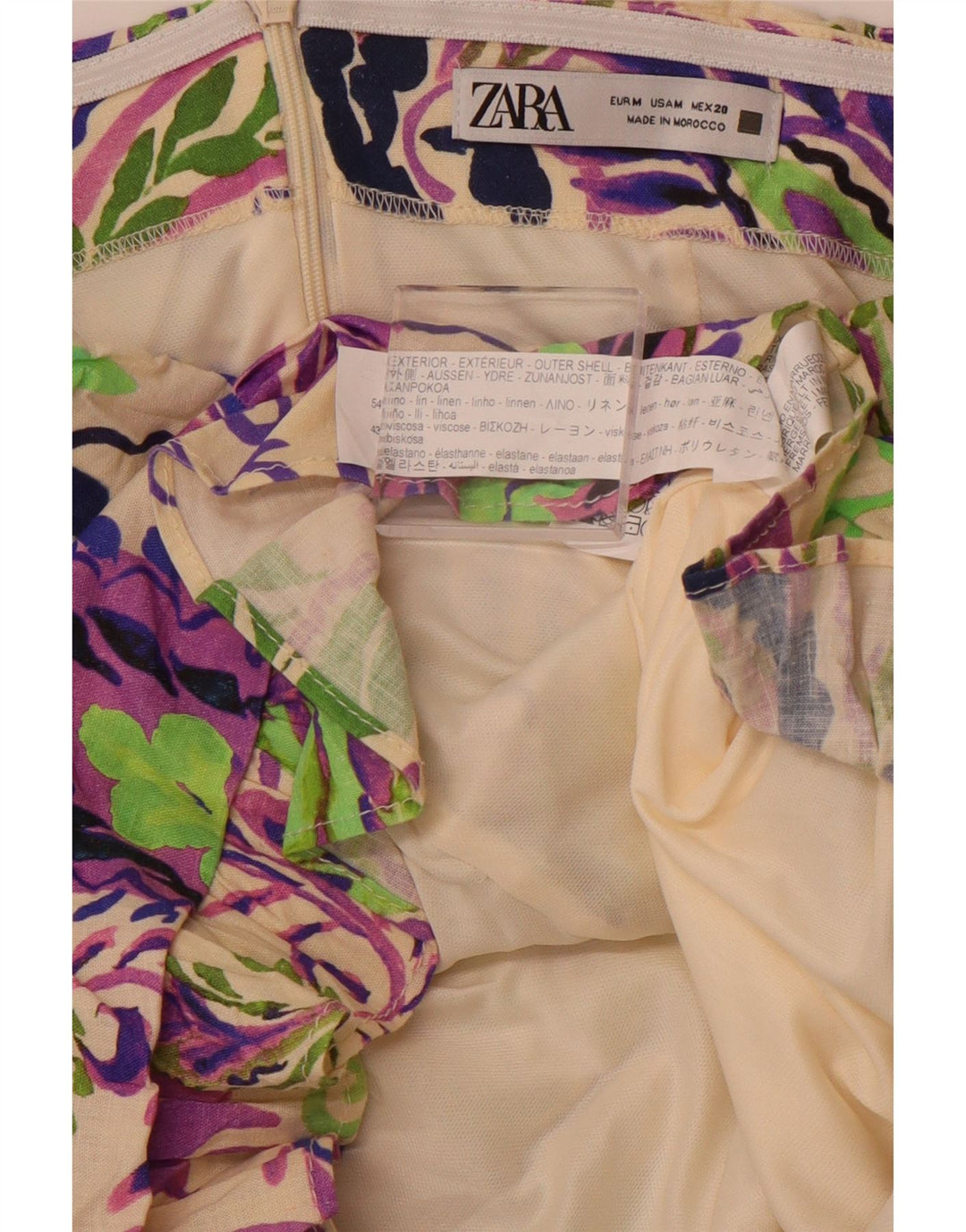 Rochie Mini fără bretele ZARA pentru femei UK 12 Medium Multicolor Paisley Line