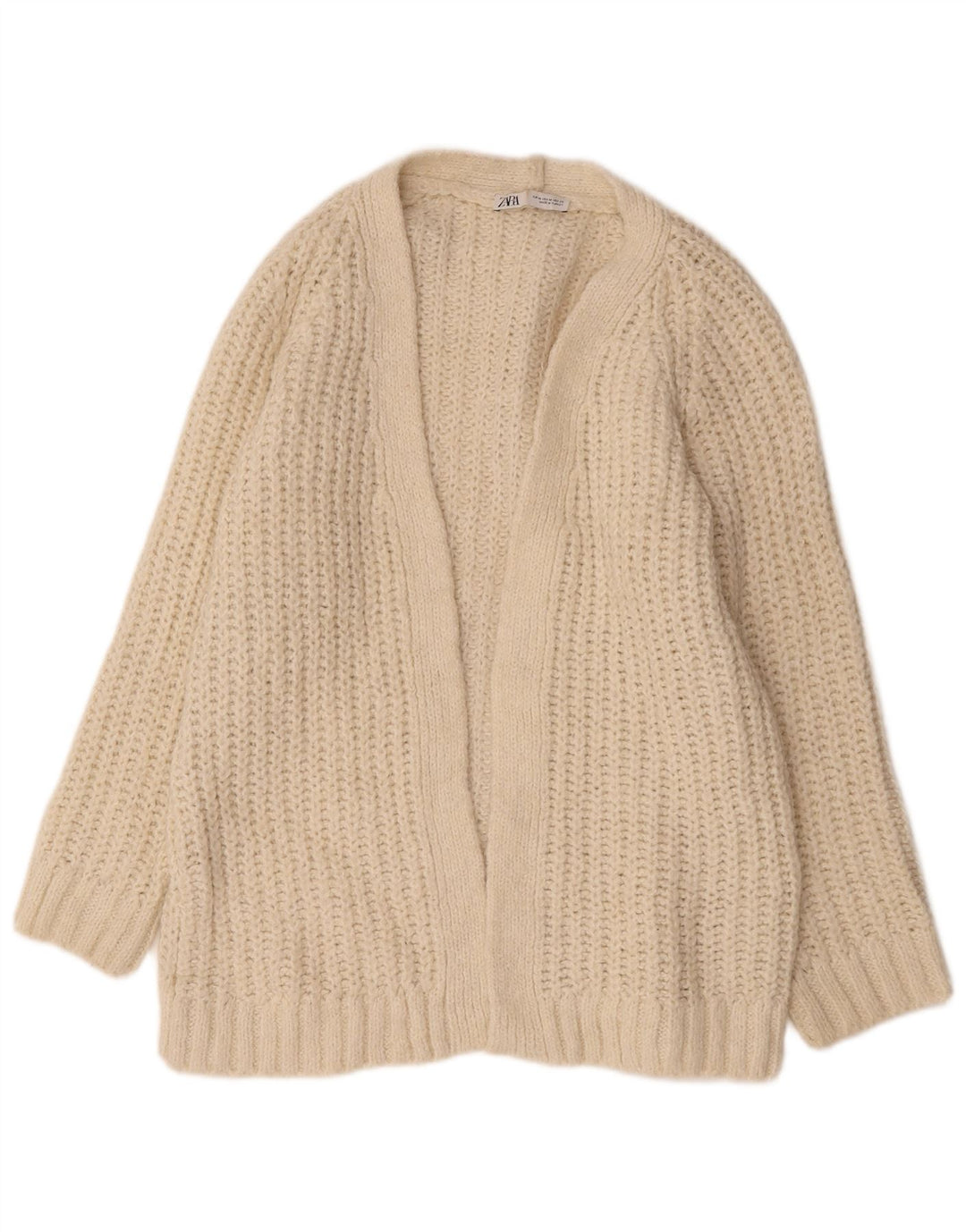 Pulover cardigan deschis supradimensionat pentru femei Zara UK 14 Medium Bej Acrilic