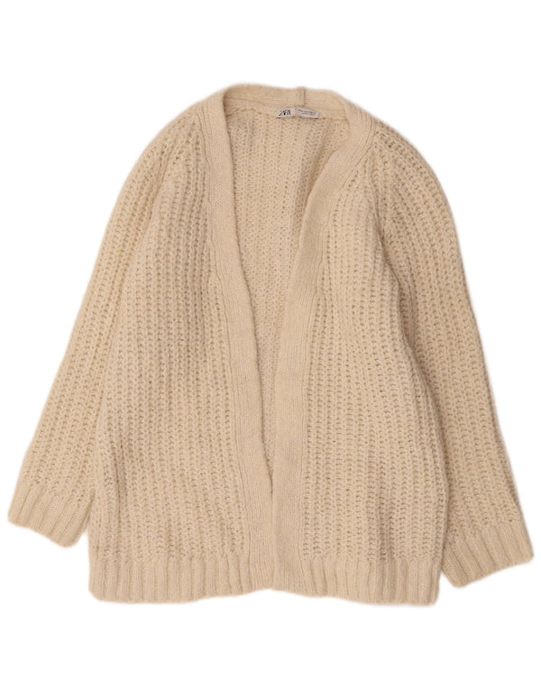 Pulover cardigan deschis supradimensionat pentru femei Zara UK 14 Medium Bej Acrilic