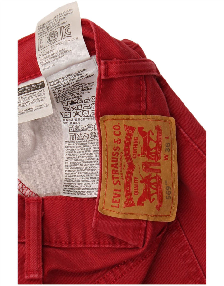 Pantaloni scurți din blugi pentru bărbați LEVI'S 569 W36, bumbac roșu mare